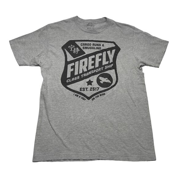 Firefly / Serenity Firefly Class Transport Ship Shield Logo Gray T-Shirt sz L - Picture 1 of 3
